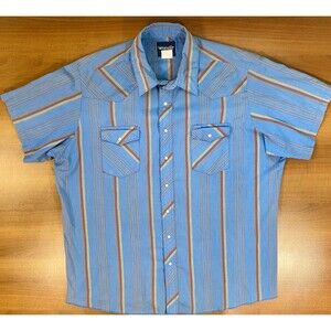 Vintage Weangler Pearl Snap Shirt Men’s 2XLT Western Aztec Turquoise Striped